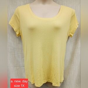 A.New.Day Womens Yellow Short Sleeve Tee Shirt. Size XL